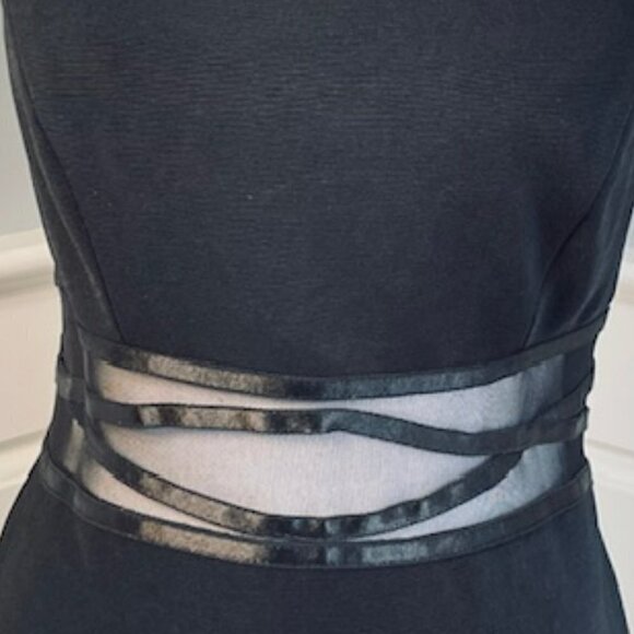 Vintage Dress 90s Y2K Mesh Black Cut Out Long Formal Minimalist Gothic 10 - Picture 5 of 9